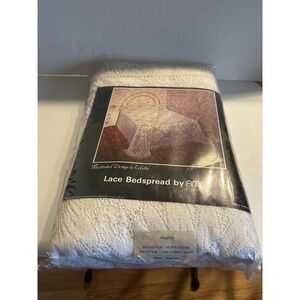 VTG AMCO Scotland Lace Crochet‎ Daisy BEDSPREAD Cotton Fringed King Size